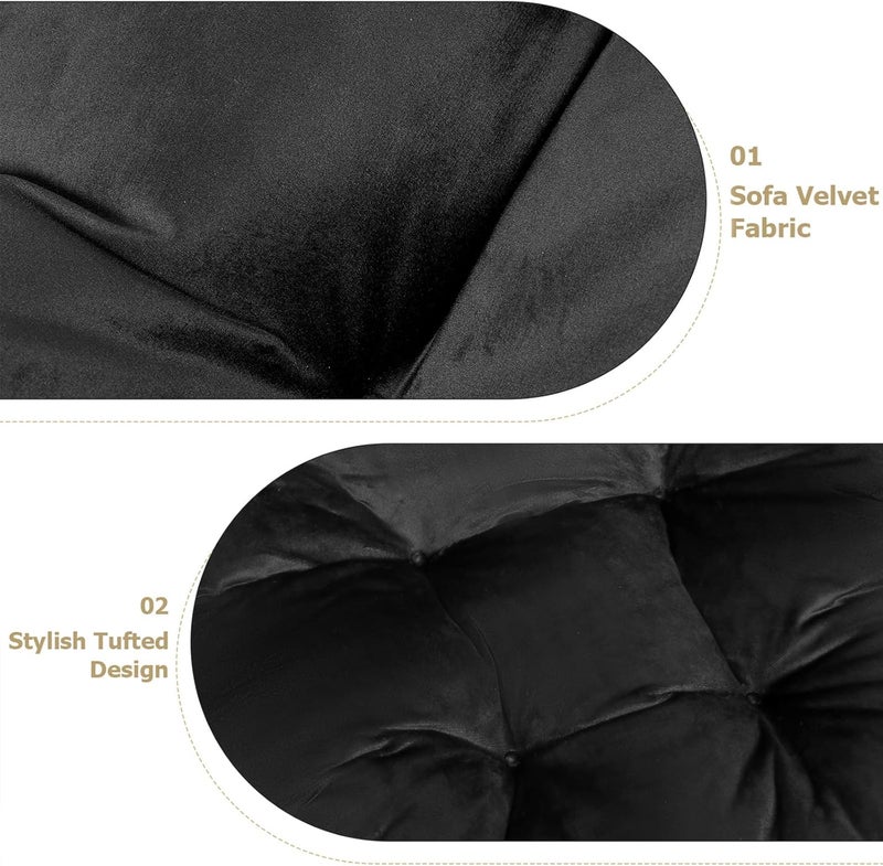 Osunnus 5PCS Glider Rocker Replacement Cushions Thick Soft Velvet Glider Cushions Replacement Set with Ottoman Cushion and Storage Pockets, Black - Image 4